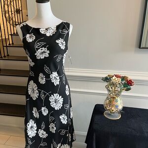 Floral Black and White Dress